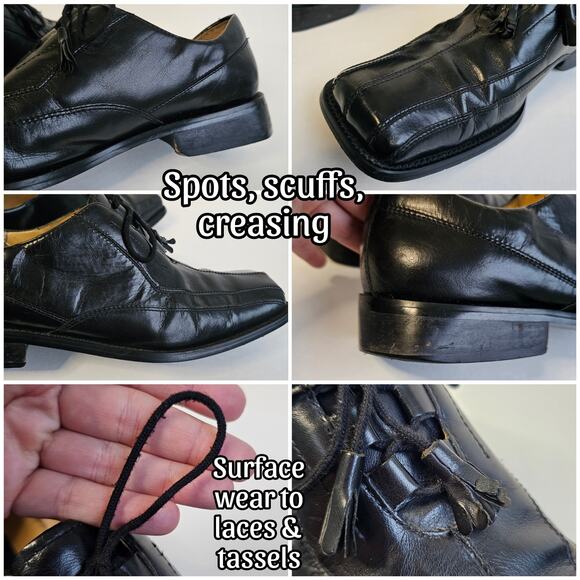 Black Leather Square Toe Oxford Giorgio Brutini Size 11.5 Dress Shoe Tassels - Picture 9 of 13